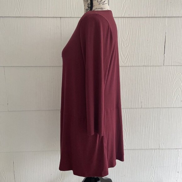 EILEEN FISHER Pullover Tunic Top Stretch Knit Viscose Spandex Maroon Medium (X3) - Picture 6 of 10